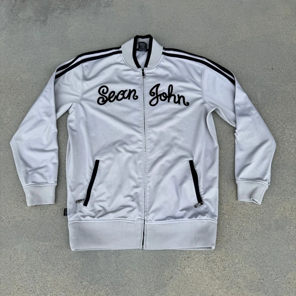 Vintage Sean John Mens Grey Track‎ Jacket Zip Up Size Medium